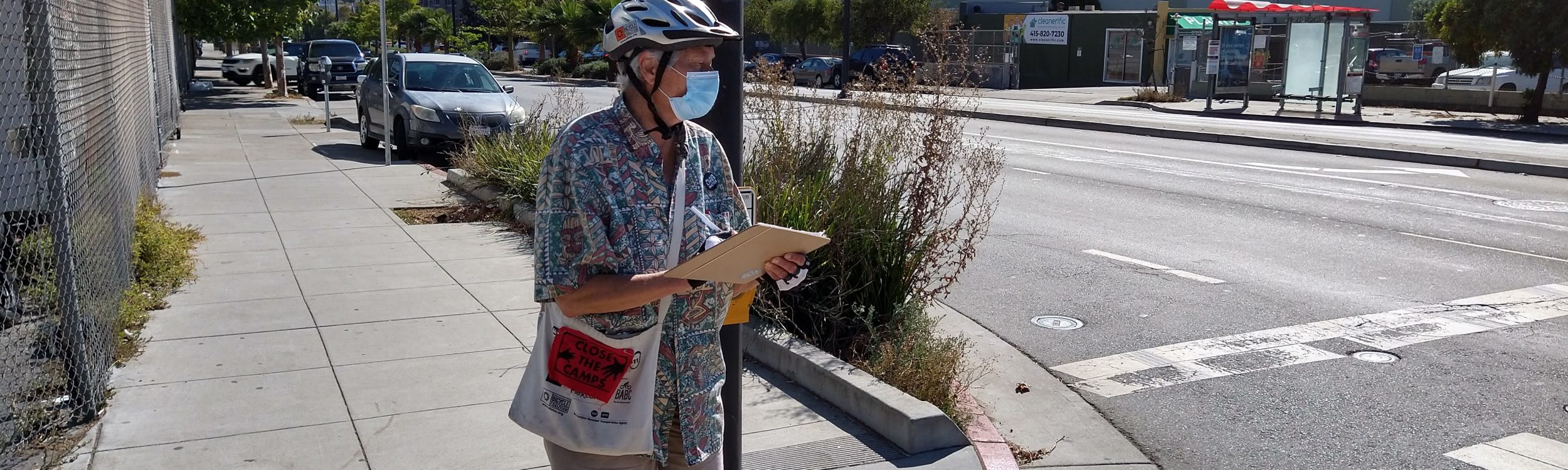 Volunteer conducting street survey