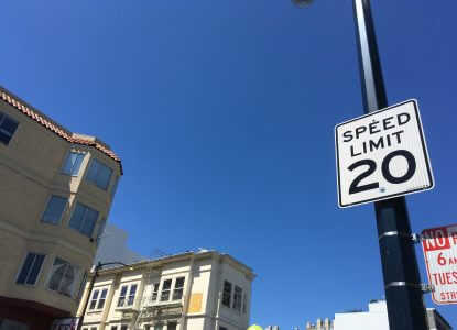 20 miles per hour speed limit sign Tenderloin Walk San Francisco