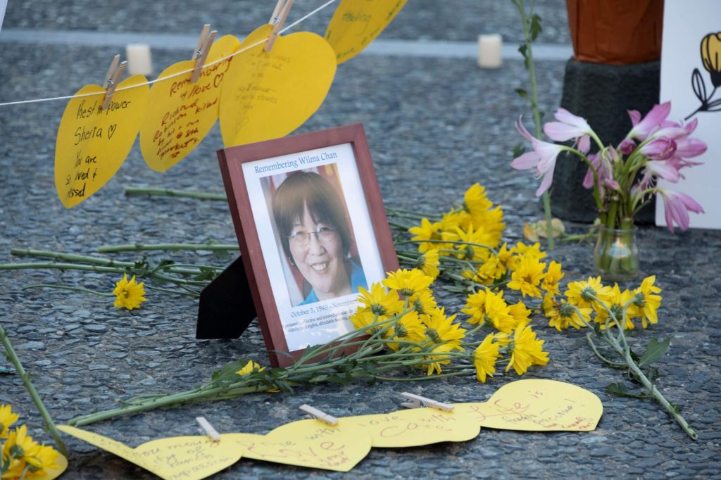 The memorial at World Day of Remembrance for Road Traffic Victims included a tribute to Wilma Chan, a beloved Bay Area advocate for children, families, immigrants, and the elderly. Photo by William McLeod