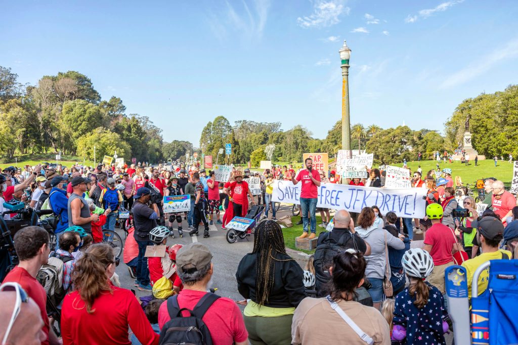 Supervisor Matt Haney spoke at the February 12 rally. Photo by Sergio Ruiz.