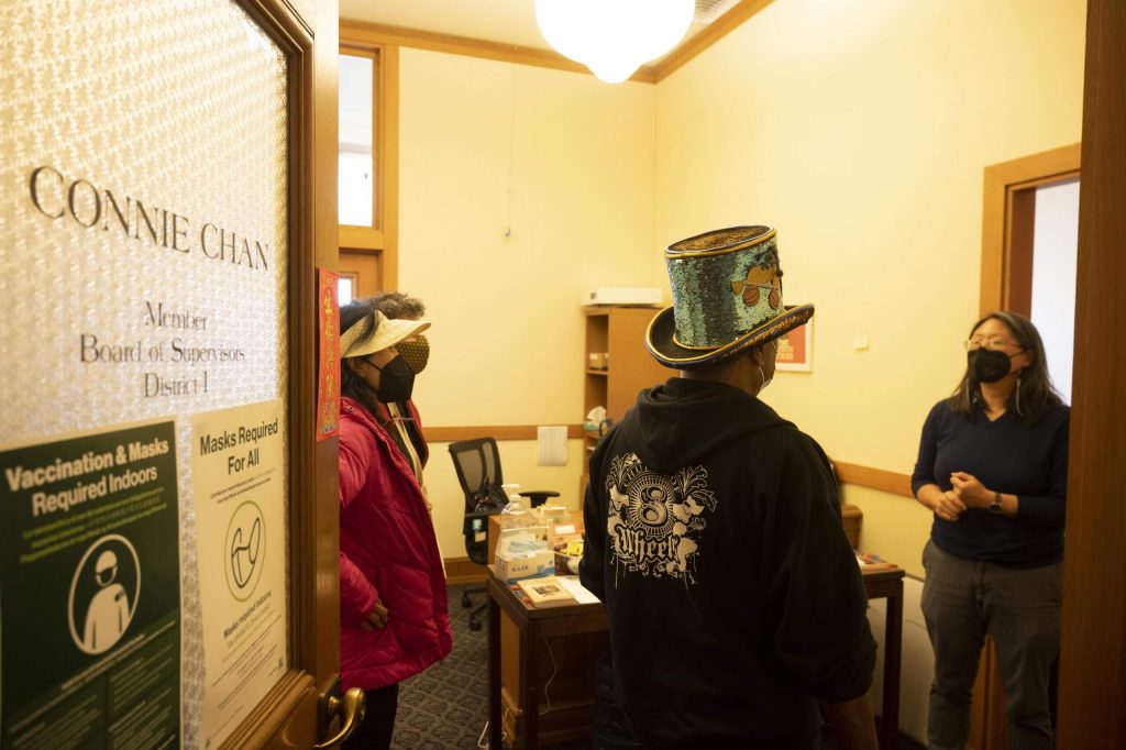 After the March 1 rally, David Miles, Jr. and other District 1 constituents visited the office of Supervisor Connie Chan.