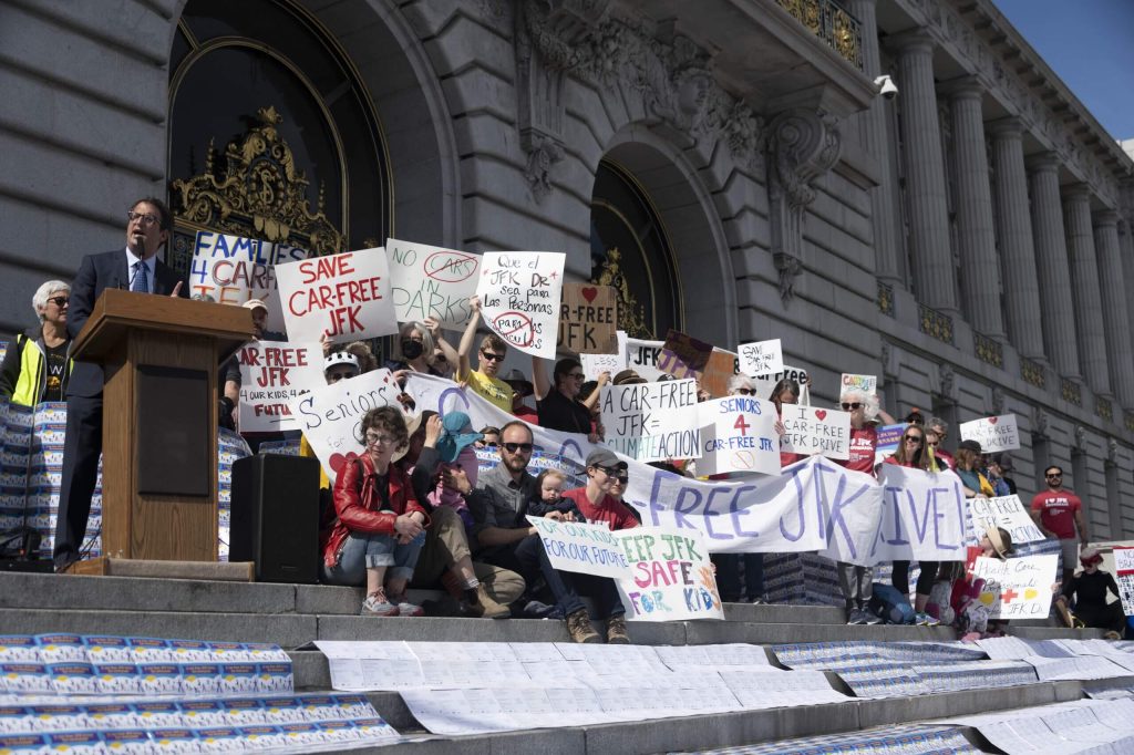 Supervisor Dean Preston was an outspoken supporter of car-free JFK since early on, stating that it was necessary in a city with a traffic safety climate and a planet in a climate crisis. Photo by William McLeod.