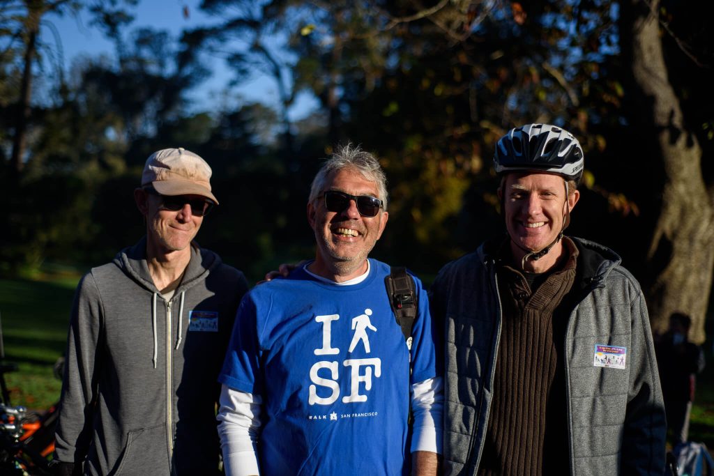 Andy Thornley (center), has been part of pushing for a permanent car-free JFK for decades. Photo by Emily Huston.