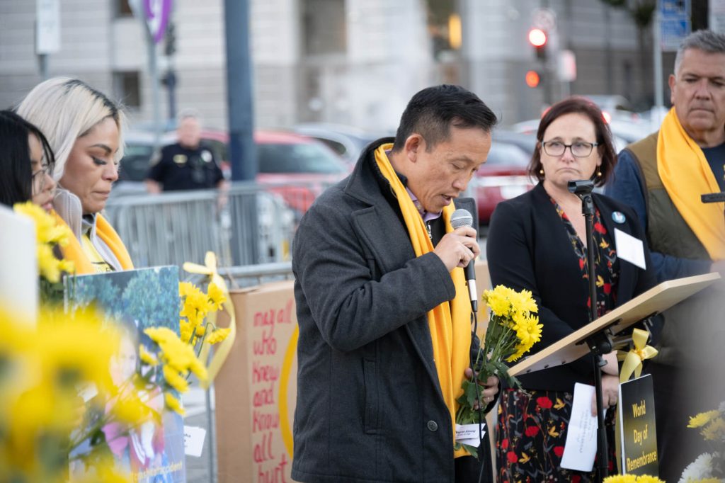 City Attorney David Chiu spoke at World Day of Remembrance for Road Traffic Victims on November 19, 2023. Photo by William McLeod.