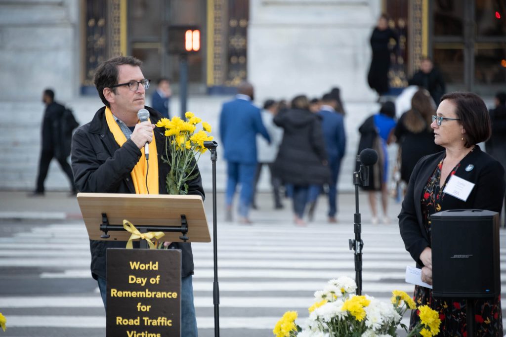 District Supervisor Dean Preston spoke at World Day of Remembrance for Road Traffic Victims on November 19, 2023. Photo by William McLeod.