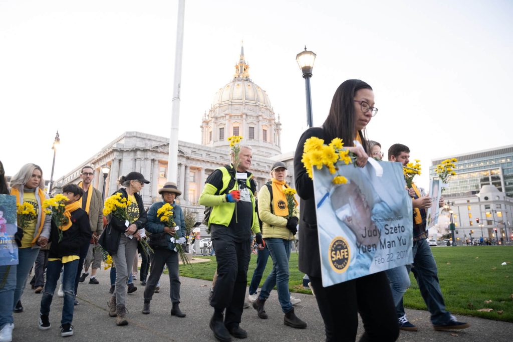 The memorial walk at World Day of Remembrance for Road Traffic Victims on November 19, 2023. Photo by William McLeod.