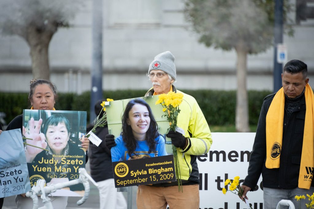 Stephen Bingham holds a photo of his daughter Sylvia at World Day of Remembrance for Road Traffic Victims on November 19, 2023. Photo by William McLeod.