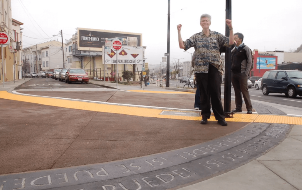 This photo from 2014 of Fran at the new Sí Se Puede! Plaza says it all.