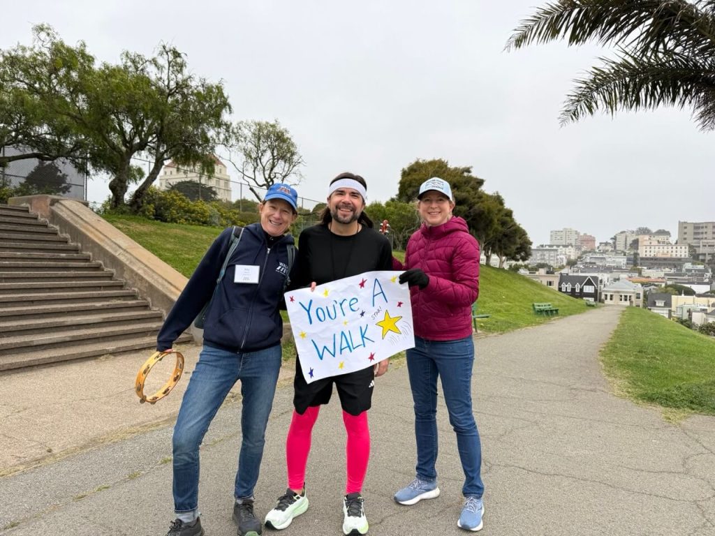 Walk-star Harrison (@hwalkssf), who walked 50 miles in one day to raise awareness of pedestrian safety issues in March, was happy to take on the much-shorter SF Stair Challenge. Photo by Fiona Yim. 